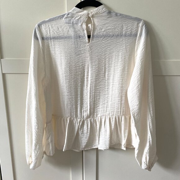 NWOT Lefties White Lace Trim Peplum Blouse XS Romantic Cottagecore - Picture 5 of 14